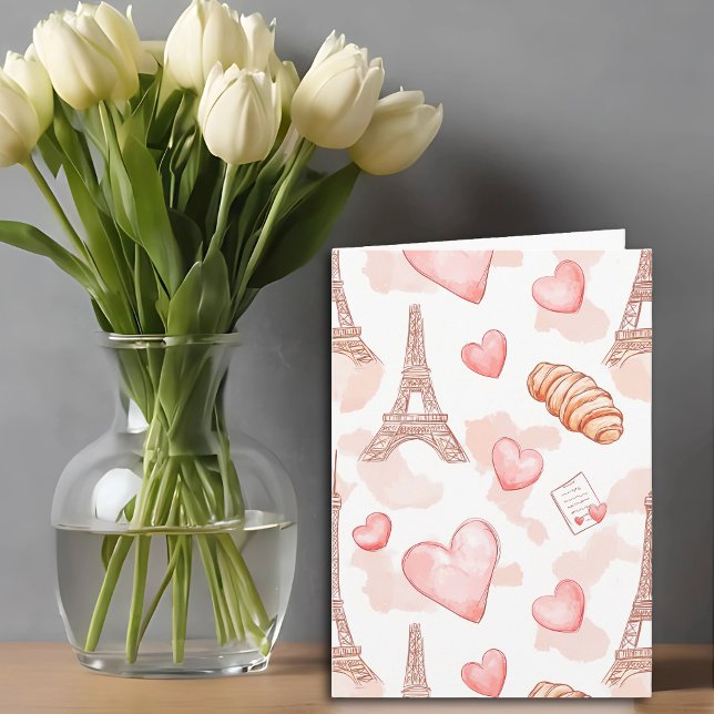 Parisian Romance Valentine Blank Anteckningskort (Skapare uppladdad)