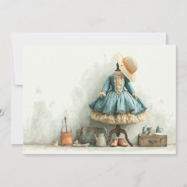 Parisian Ruffle Dress Writer's Studio 1:a födelsed Inbjudningar (Framsida)