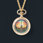Parisian Sunset Eiffel Torn Paris Fransk Blommigt Armbandsur<br><div class="desc">Den parisiska solnedgången Eiffel Torn Paris Fransk Frankrike Blommigt Watches har en konst deco stil Paris sunset med Eiffel Torn i en djärv blommigt ram. Skapat av Evco Studio www.zazzle.com/store/evcostudio</div>