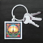 Parisian Sunset Eiffel Torn Paris Fransk Blommigt Fyrkantig Silverfärgad Nyckelring<br><div class="desc">Den parisiska solnedgången Eiffel Torn Paris Fransk Frankrike Blommigt Keychains har en konst deco stil Paris sunset med Eiffel Torn i en djärv blommigt ram. Skapat av Evco Studio www.zazzle.com/store/evcostudio</div>