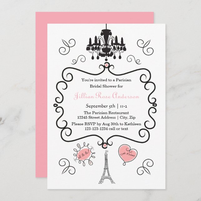 Parisian Thmet - Inbjudningskort för möhippan (Fram/baksida)