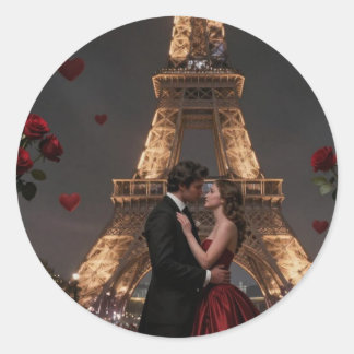 Parisian Valentines Day Runt Klistermärke