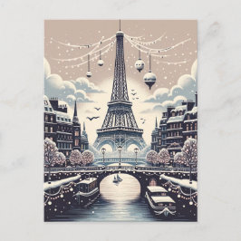 Parisian Winter Elegance - jul i staden Helg Vykort