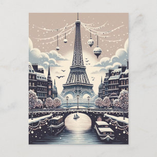 Parisian Winter Elegance - jul i staden Helg Vykort