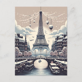 Parisian Winter Elegance - jul i staden Vykort