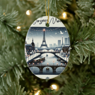 Parisian Winter Elegance, ljus Julgransprydnad Keramik