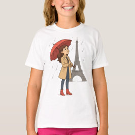 Parisian Wonder" – Dziewczyna z parasolką pod Wież T Shirt