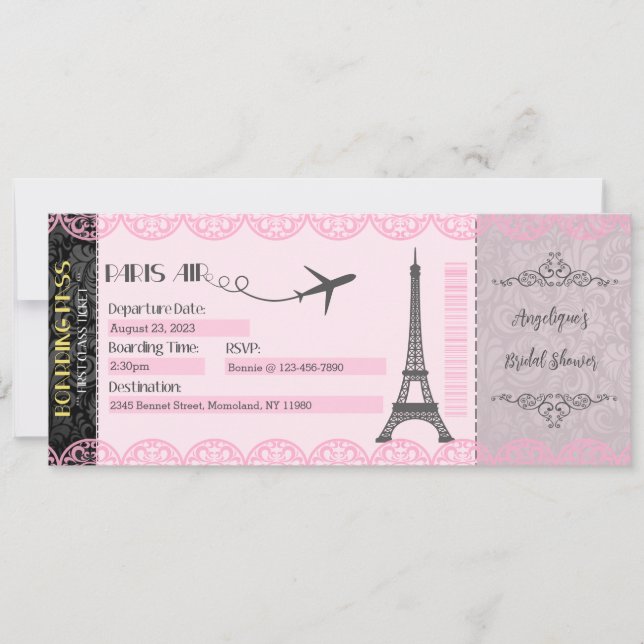 Parisinbjudan, inbjudan till Paris-Temapartyet (Framsida)