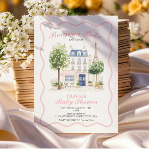 Parisisk babystövel Parisian Cafe Tea Party Inbjudningar