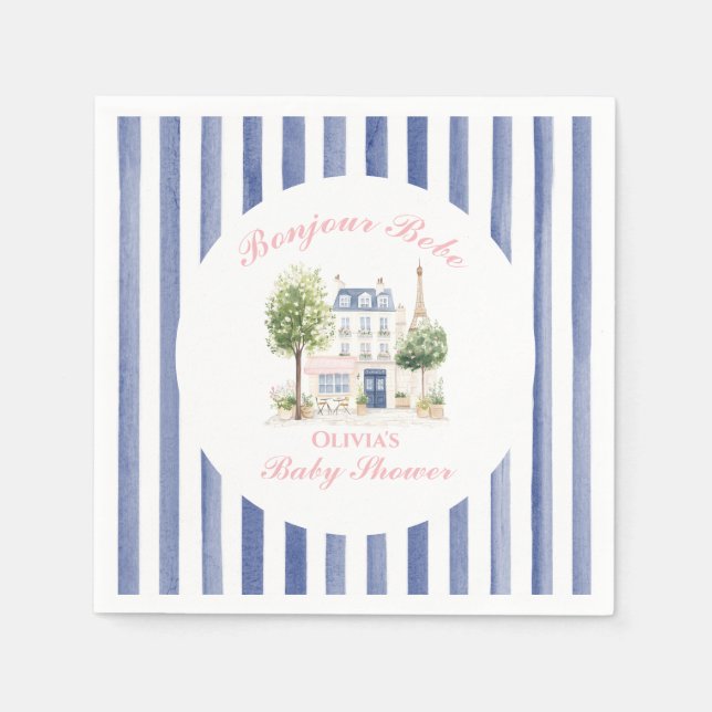 Parisisk babystövel Parisian Cafe Tea Party Pappersservett (Framsidan)