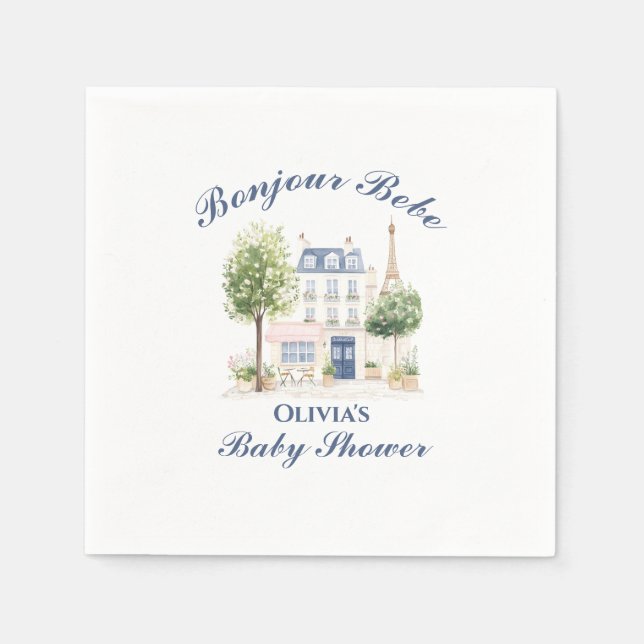 Parisisk babystövel Parisian Cafe Tea Party Pappersservett (Framsidan)