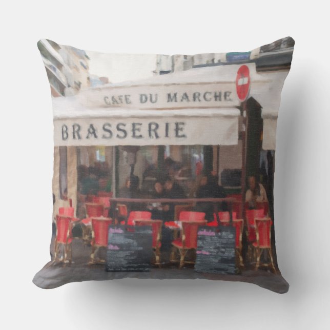 Parisisk cafe-brasserie utanför Dekorativ kudde (Framsida)
