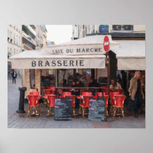 Parisisk Cafe Brasserie Wall Art Poster (Framsidan)