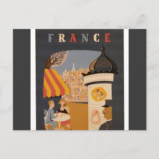 Parisisk cafe Travel Poster Vykort (Framsida)