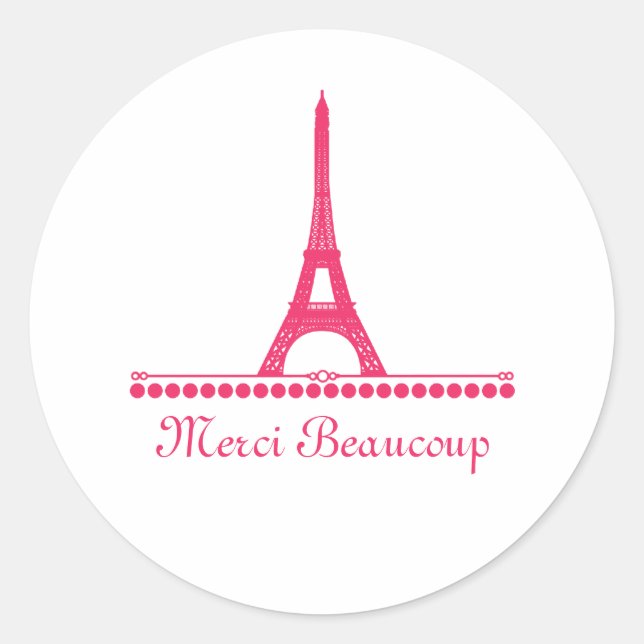 Parisisk Chic-Tack, Rosa Runt Klistermärke (Framsida)