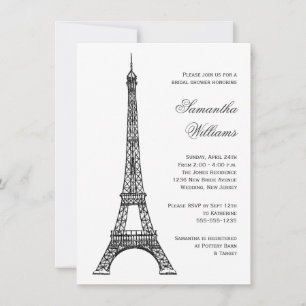 Parisisk Eiffel Torn Black & White-Möhippa Inbjudningar