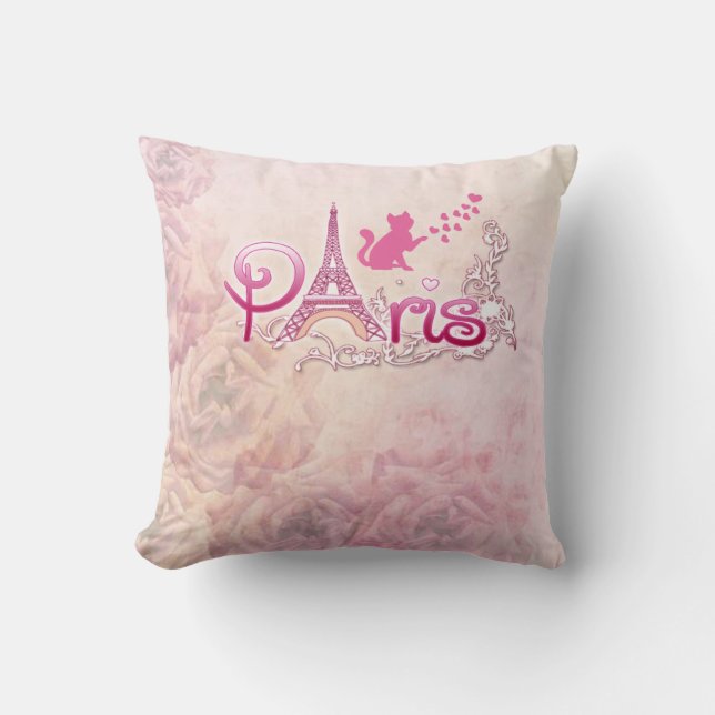 Parisisk Eiffel Torn I Kärlek Paris Cat Kudde (Framsida)