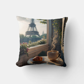 Parisisk frukost med en vy kudde