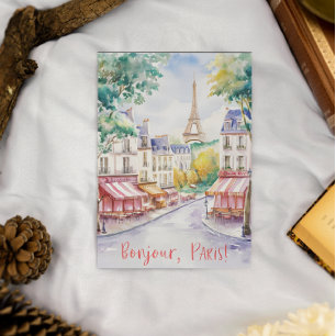 Parisisk gatuscen med Eiffeltornet Vykort