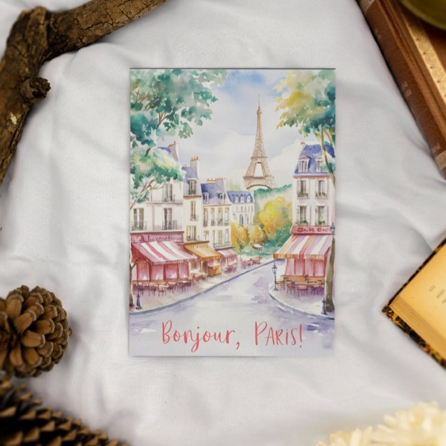 Parisisk gatuscen med Eiffeltornet Vykort (Skapare uppladdad)
