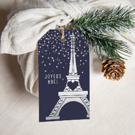 Parisisk jul med Eiffel Torn och Snö Presentetikett