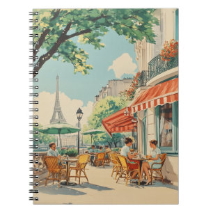 Parisisk kafé med Eiffelvy Anteckningsbok