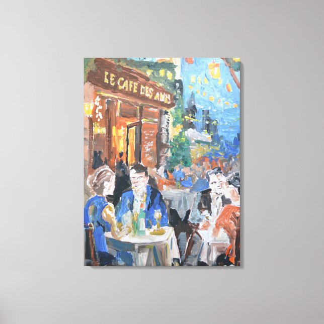 Parisisk kaféterräng expressionist canvastryck (Framsida)