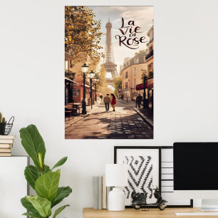Parisisk Kärlek-staven A med Eiffel Torn Poster