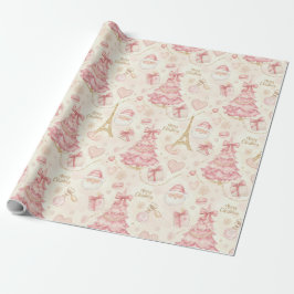 Parisisk Kokett Dammig Rosa Toile Jul Presentpapper