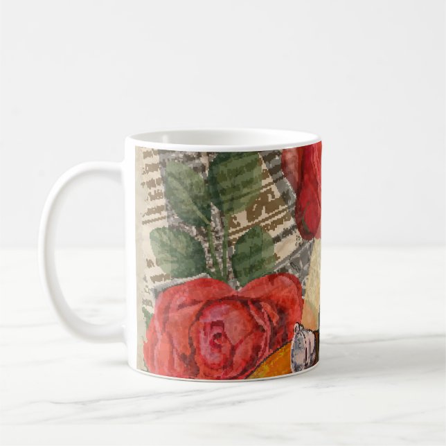 Parisisk kvinna: Eiffel Torn Retro. Kaffemugg (Vänster)
