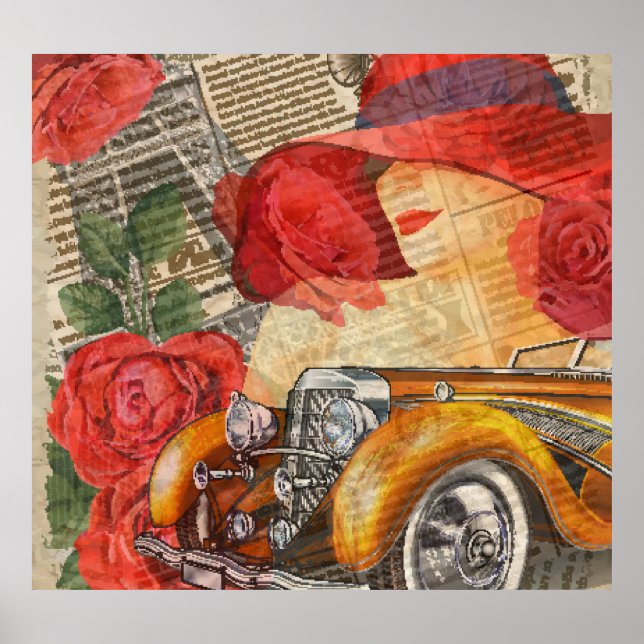 Parisisk kvinna: Eiffel Torn Retro. Poster (Framsidan)