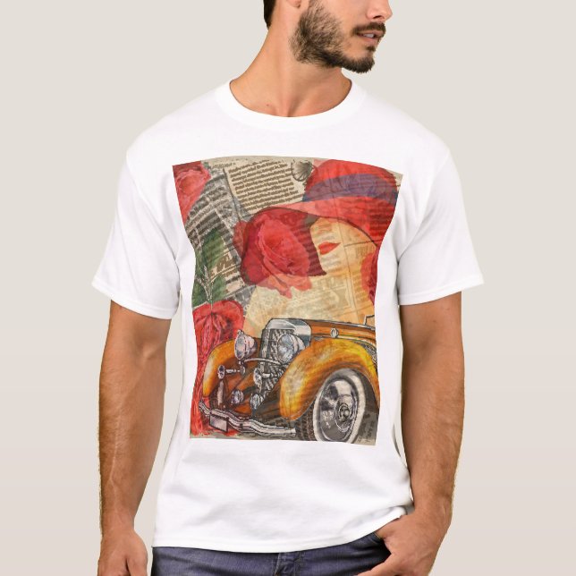 Parisisk kvinna: Eiffel Torn Retro. T Shirt (Framsida)