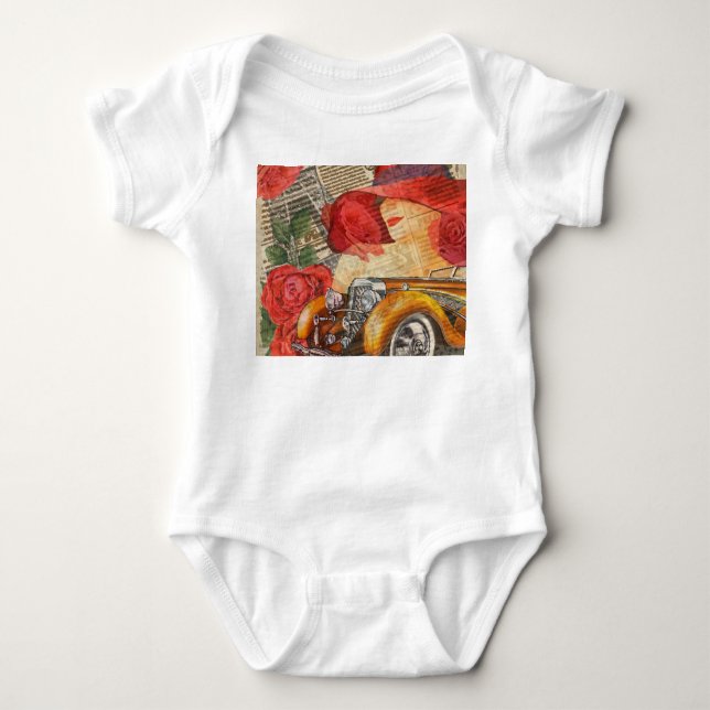 Parisisk Kvinna: Eiffeltornet Retro. T Shirt (Framsida)