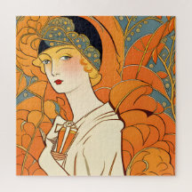 Parisisk kvinna på 1920-talet med Orange Flowers P