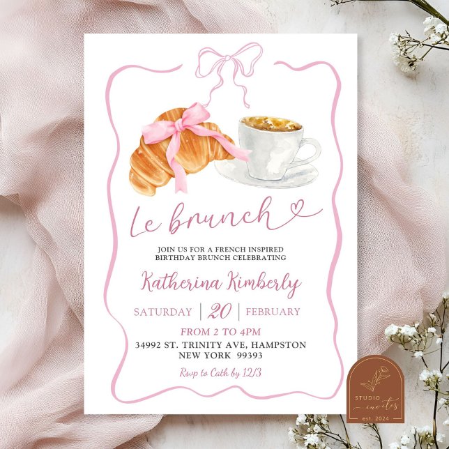 Parisisk Låt oss Brunch Fransk Födelsedag Inbjudningar (Skapare uppladdad)