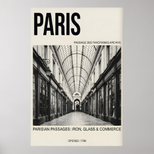 Parisisk Passage Konsttryck Svart & Vitt, Dämpad Poster