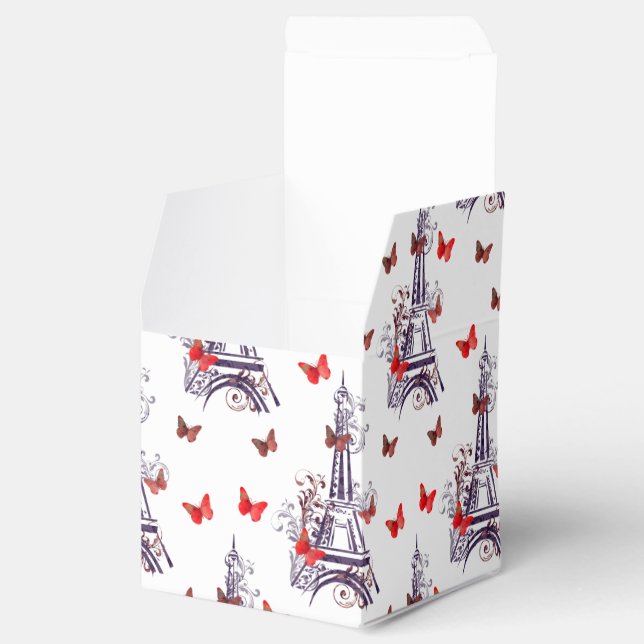 Parisisk romsk Lila Eiffel Torn Butterflies Presentaskar (Öppnad)