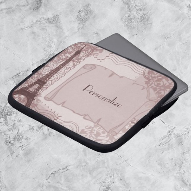 Parisisk Rosa Laptop sleeve (Pink Parisian Personalized Laptop Sleeve)