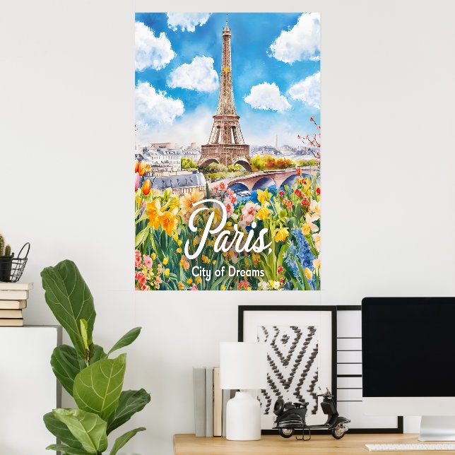 Parisisk Springtime: Eiffel Torn Blooms Poster (Hemmakontoret)