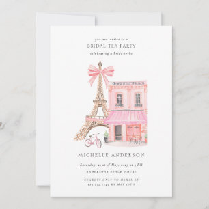 Parisisk Tea Party QR-kod Bröllopsfest Inbjudningar