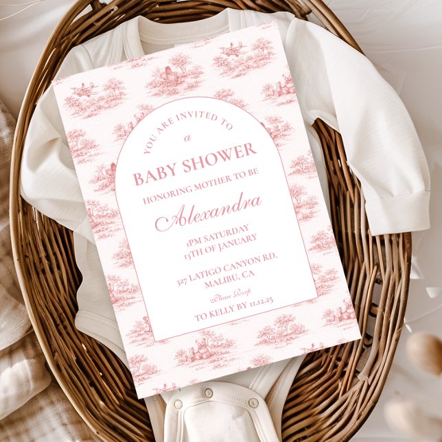 Parisisk Toalett Babyfirande Rosa Inbjudningar (Skapare uppladdad)