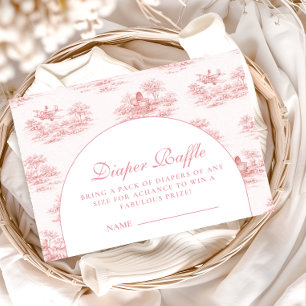 Parisisk Toile Baby Shower Rosa Blöja Lotteri Tilläggskort