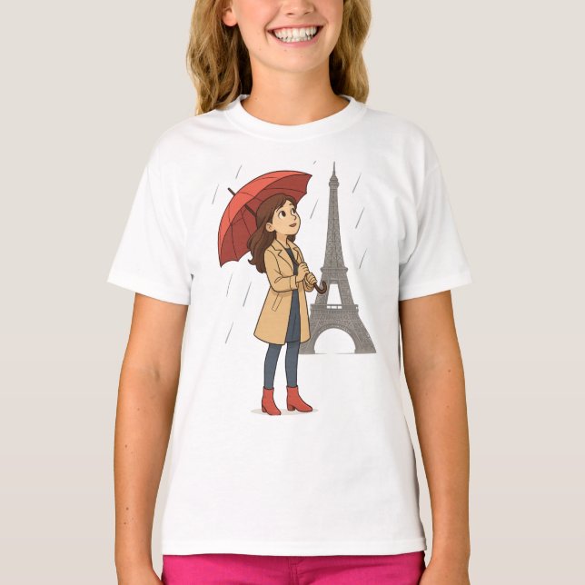 Parisisk underverk" – Flicka med parasoll under To T Shirt (Framsida)