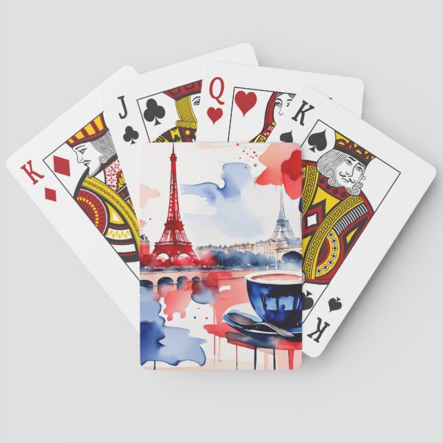 Parisisk vattenfärg casinokort (Baksidan)