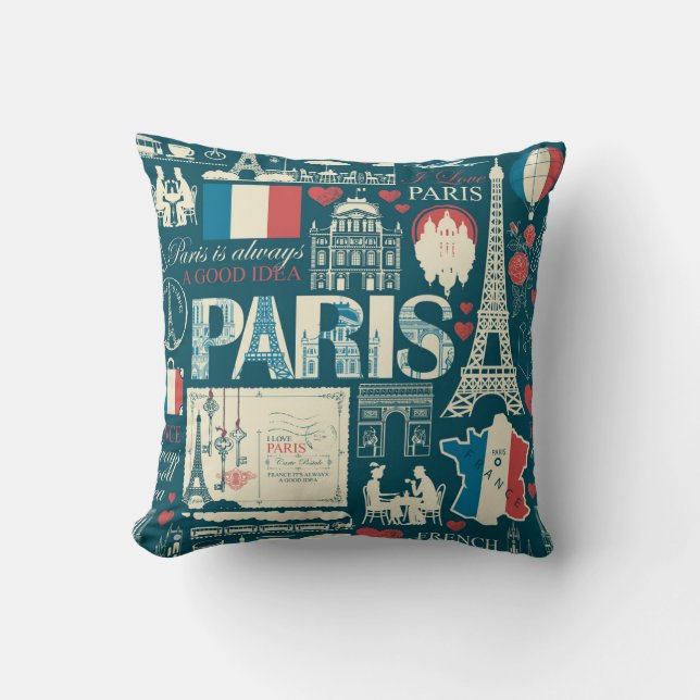 Parisisk Vintage: Fransk Republic Elegance Kudde (Framsida)