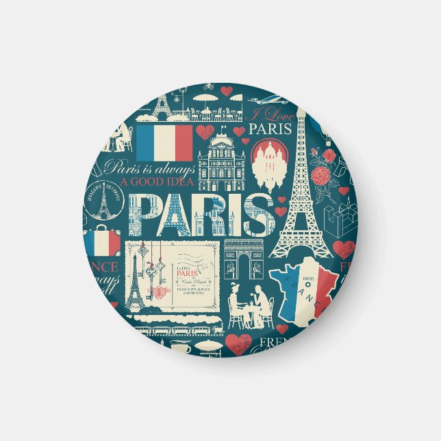 Parisisk Vintage: Fransk Republic Elegance Magnet (Framsidan)