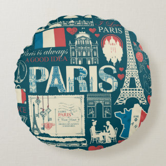 Parisisk Vintage: Fransk Republic Elegance Rund Kudde