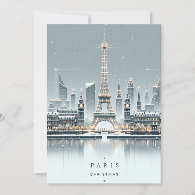 Parisisk vinterelegans - jul i staden julkort (Framsida)