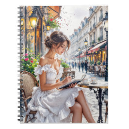 Parisiska Kvinnor Elegans: Paris Café Gatumiljöer Anteckningsbok
