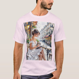 Parisiska Kvinnors Elegans: Paris Café Gatuvibbar T Shirt